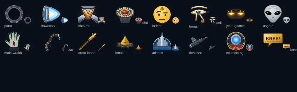 Les nouvelles émoticônes SGI redessinées, dont l'Œil d'Horus