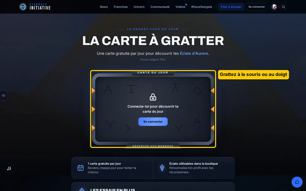 La nouvelle carte à gratter encadrée comme une Porte des étoiles