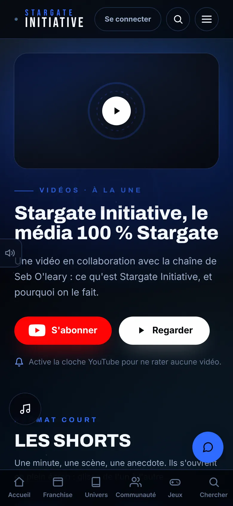 La page Vidéos sur téléphone